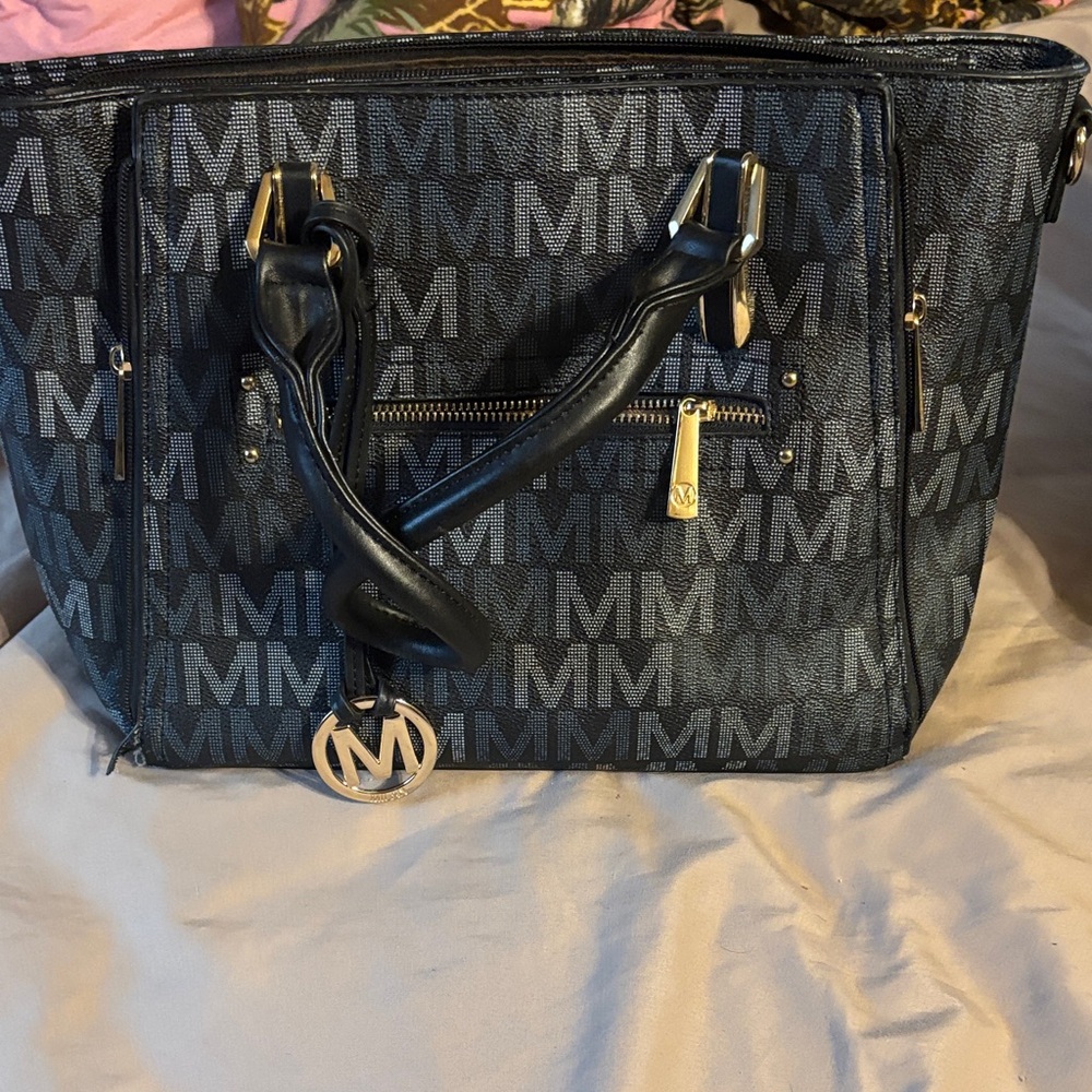 Black Monogram Tote Bag